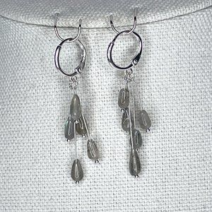 Handmade Multi Drop Labradorite 925 Sterling Silver Hoop Earrings